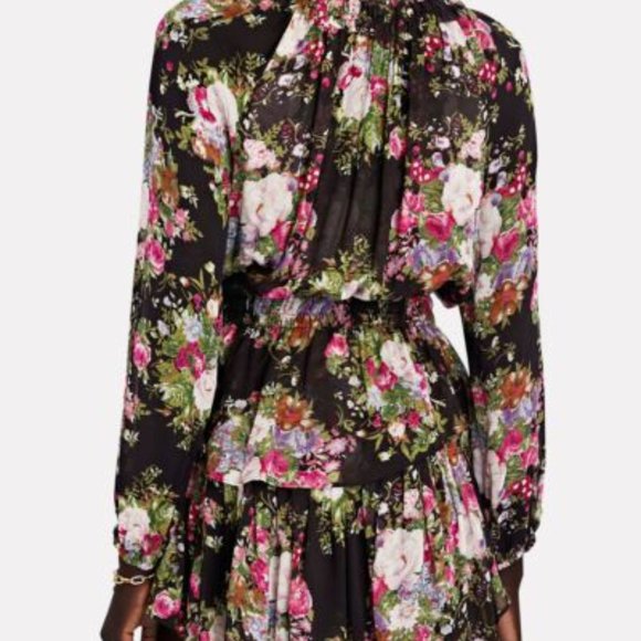 LoveShackFancy Popover Dress - Midnight Muse Black Floral Print - Picture 3 of 4